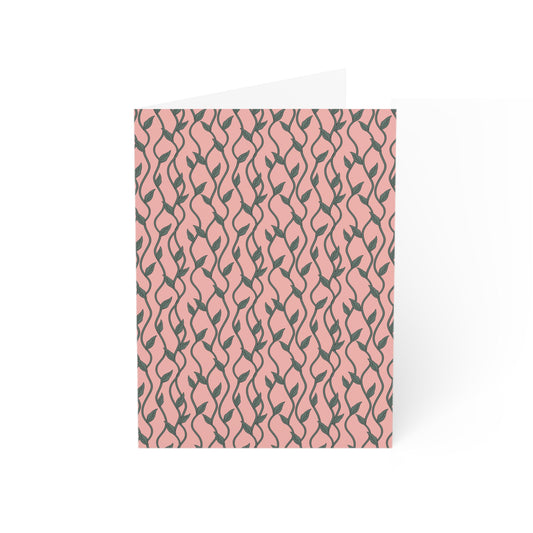 Pink Boho Chic Floral Vines Greeting Cards Set - 10pc