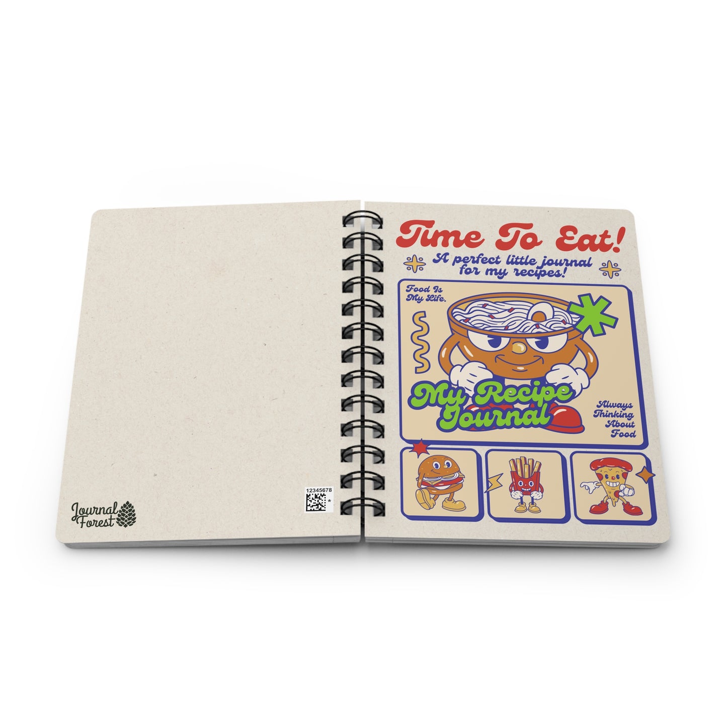 Time to Eat: A Journal For My Recipes | Spiral Bound Journal | Made In The USA