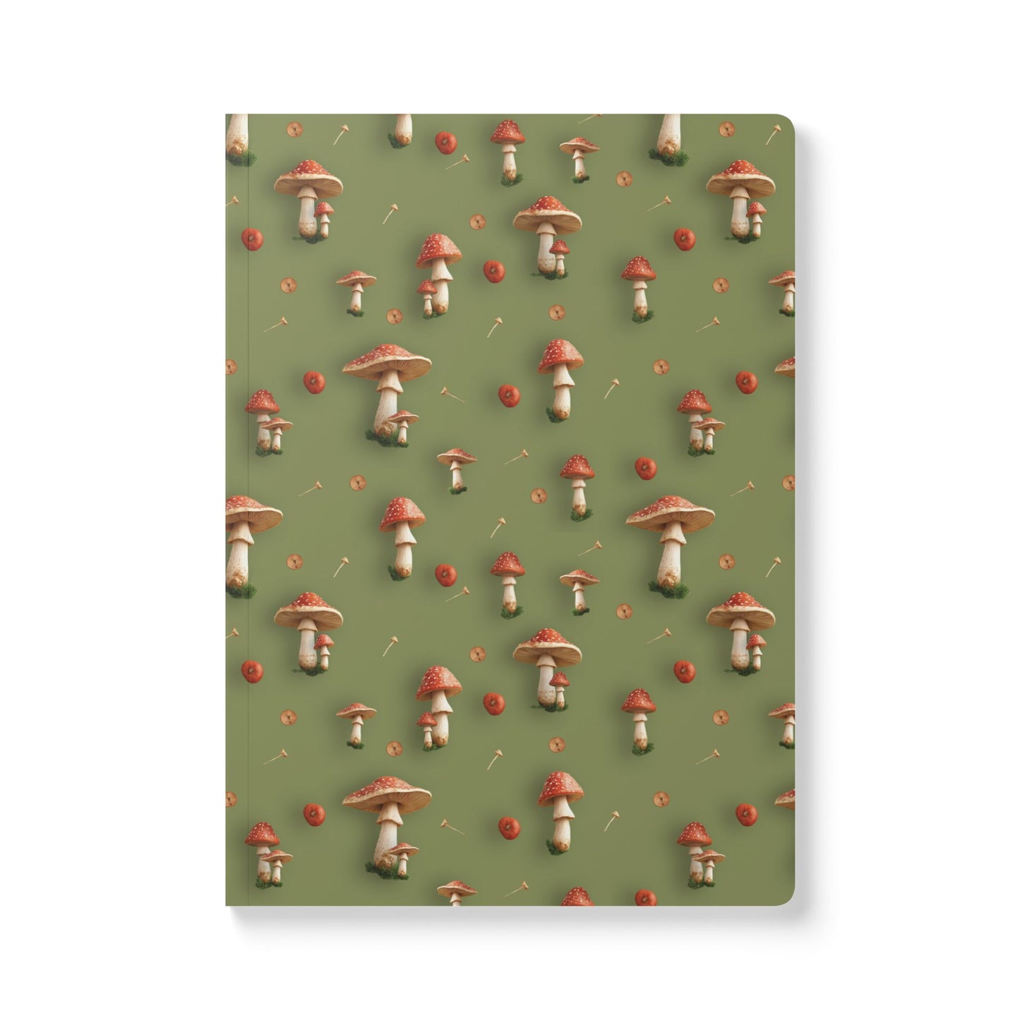 Mushroom & Tomato Garden Pattern | Softcover Premium Journal Notebook