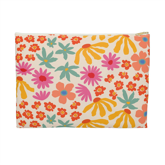 Retro Neon Bloom XL Pouch – Stylish Storage Pouch for Your Notebook & Essentials