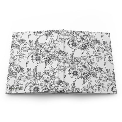 Monochrome Floral Blooms  | Hardcover Journal - Durable Quality Notebook