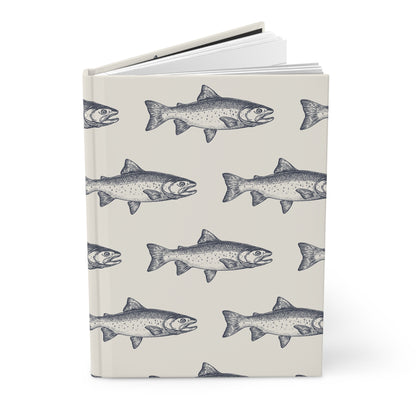 Salmon Swim Fish Patterns | Hardcover Journal - Durable Quality Notebook