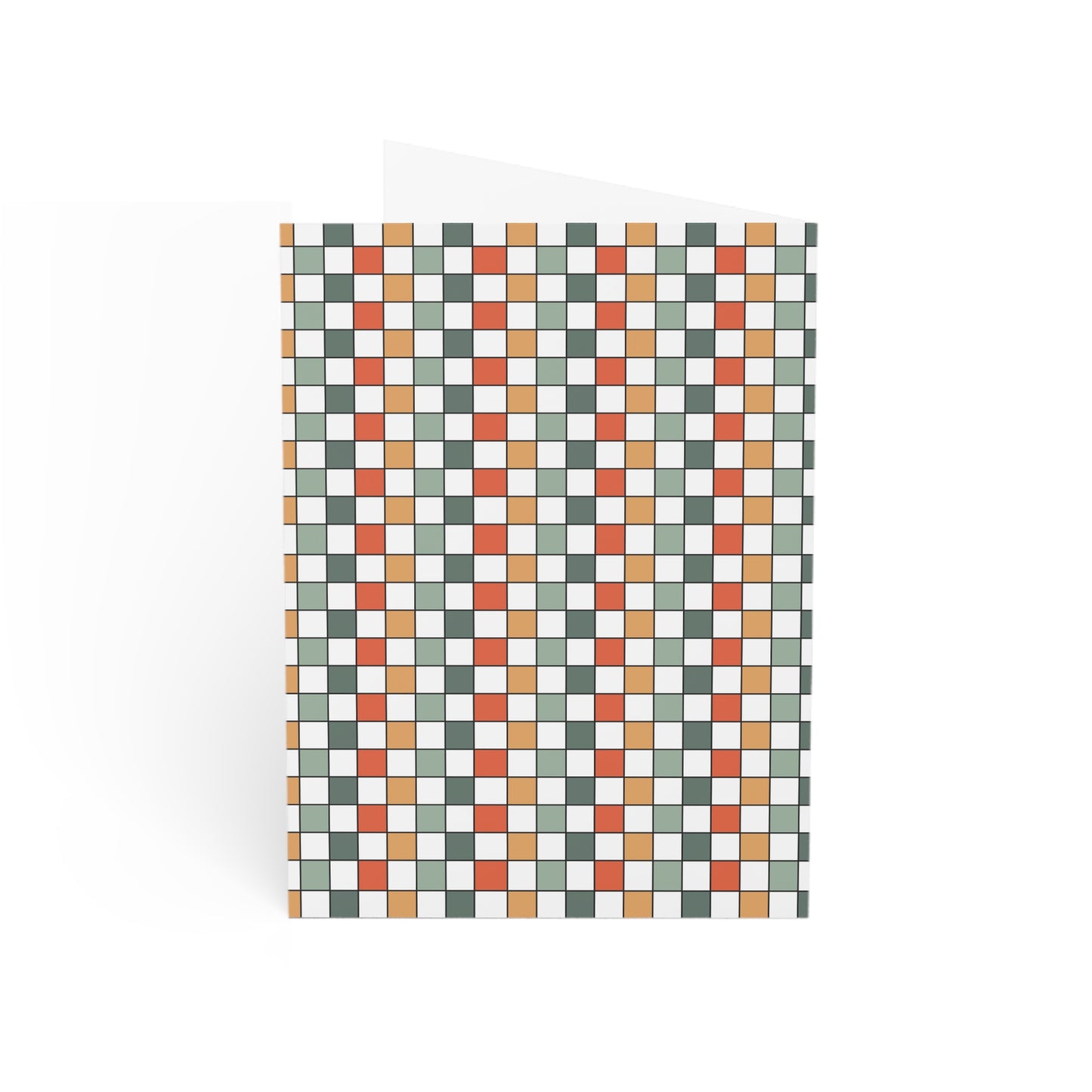 Boho Chic Rainbow Checkered Pattern Greeting Cards Set - 10pc