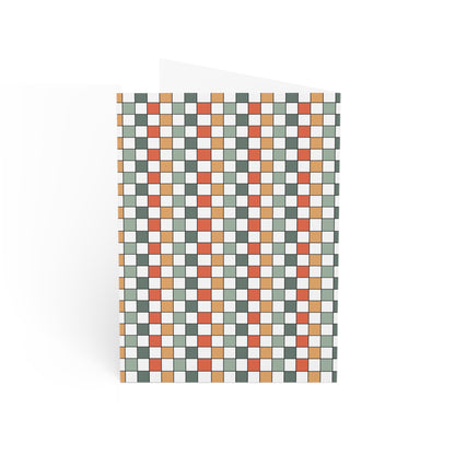 Boho Chic Rainbow Checkered Pattern Greeting Cards Set - 10pc