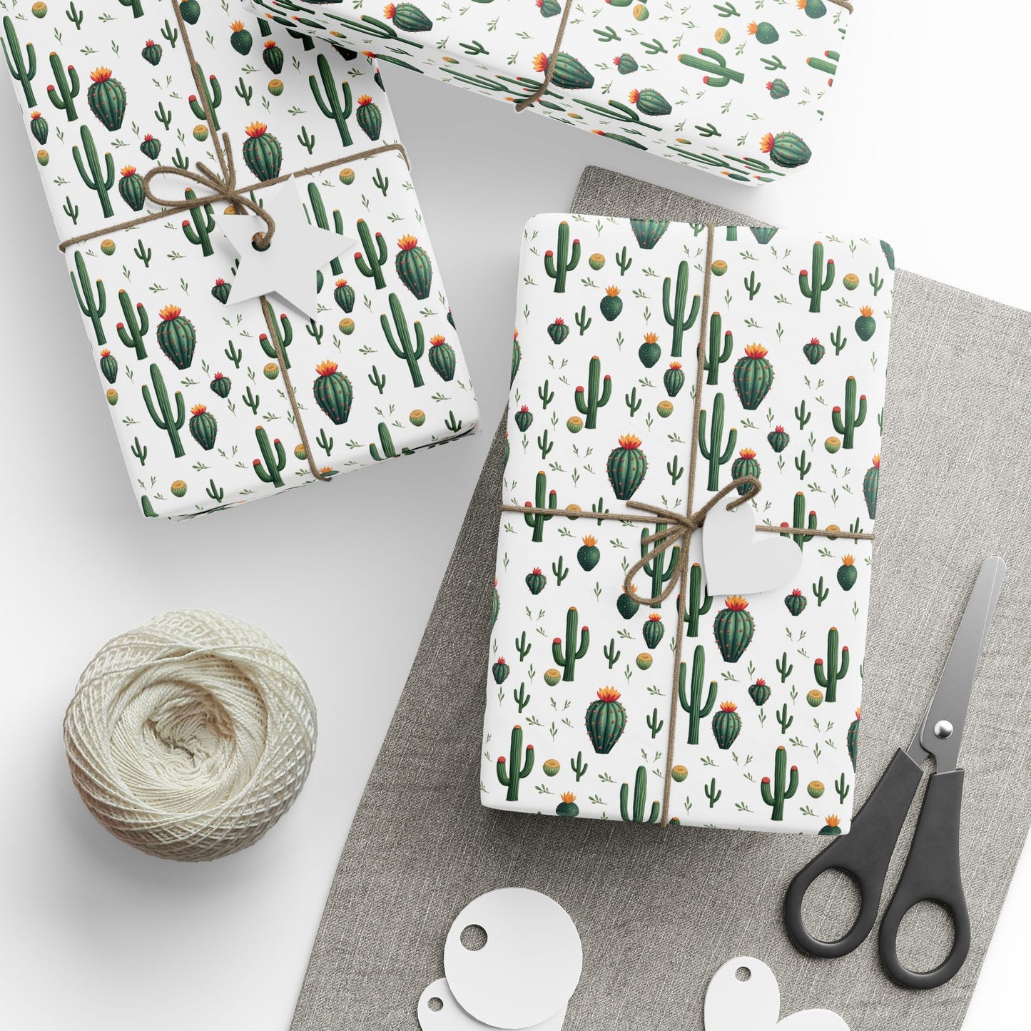 Minimalist White Desert Cactus | Pattern | Premium | Wrapping Papers