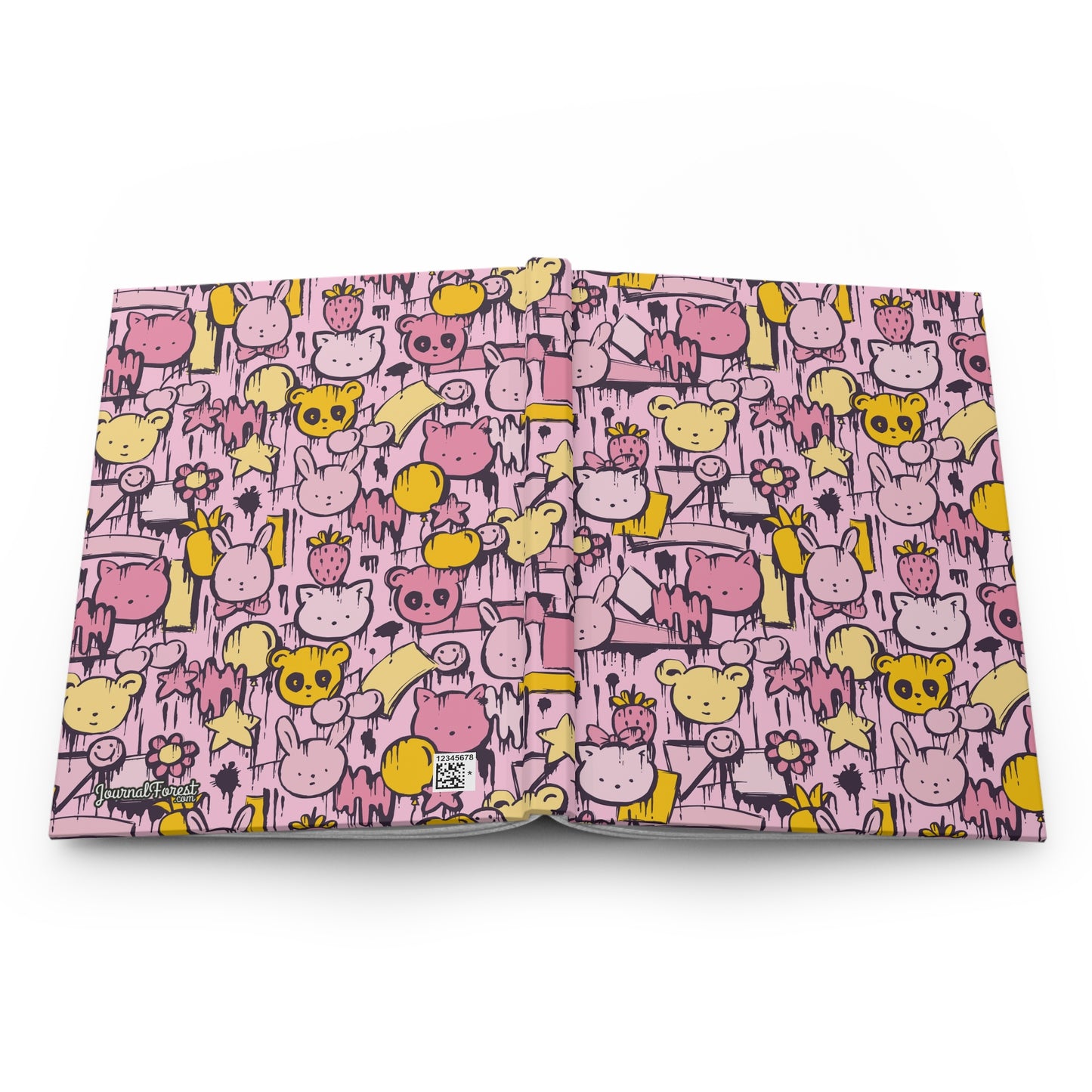 Grunge Pink Panda Friends | Hardcover Journal - Durable Quality Notebook