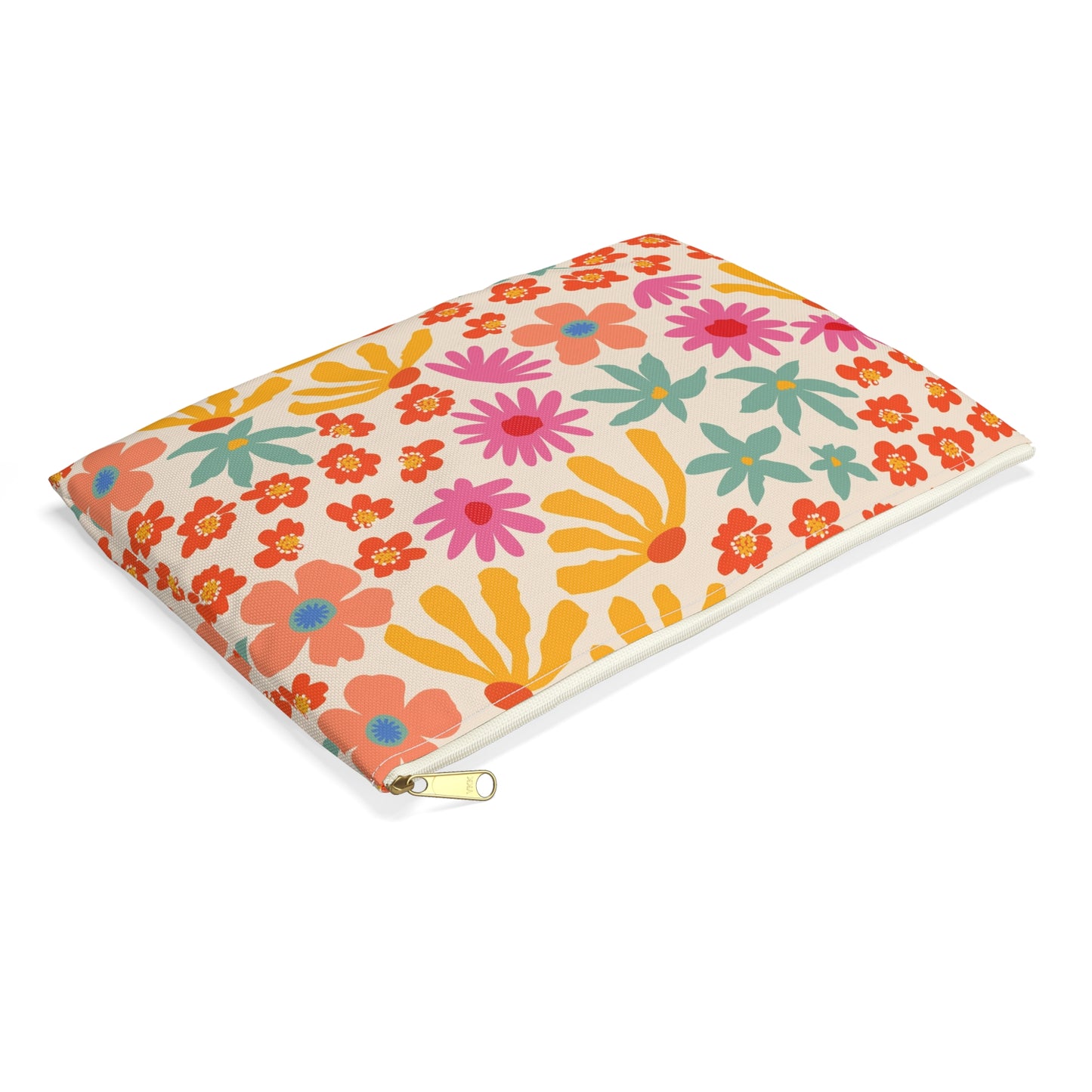 Retro Neon Bloom XL Pouch – Stylish Storage Pouch for Your Notebook & Essentials