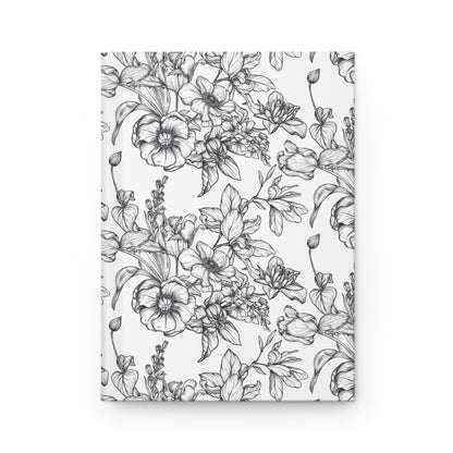 Monochrome Floral Blooms  | Hardcover Journal - Durable Quality Notebook