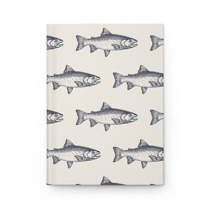 Salmon Swim Fish Patterns | Hardcover Journal - Durable Quality Notebook