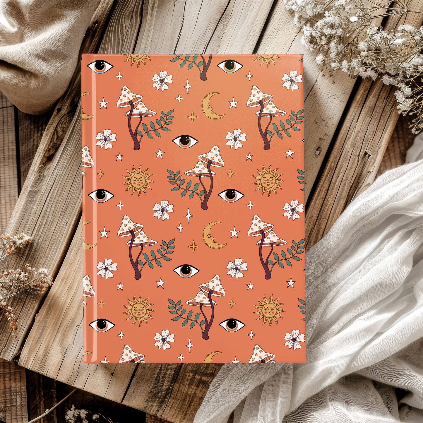 Boho Chic All Seeing Mushroom | Premium | Hardcover Journal Matte