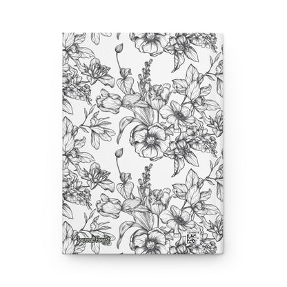 Monochrome Floral Blooms  | Hardcover Journal - Durable Quality Notebook