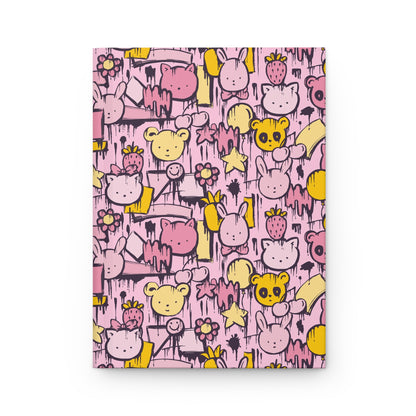 Grunge Pink Panda Friends | Hardcover Journal - Durable Quality Notebook