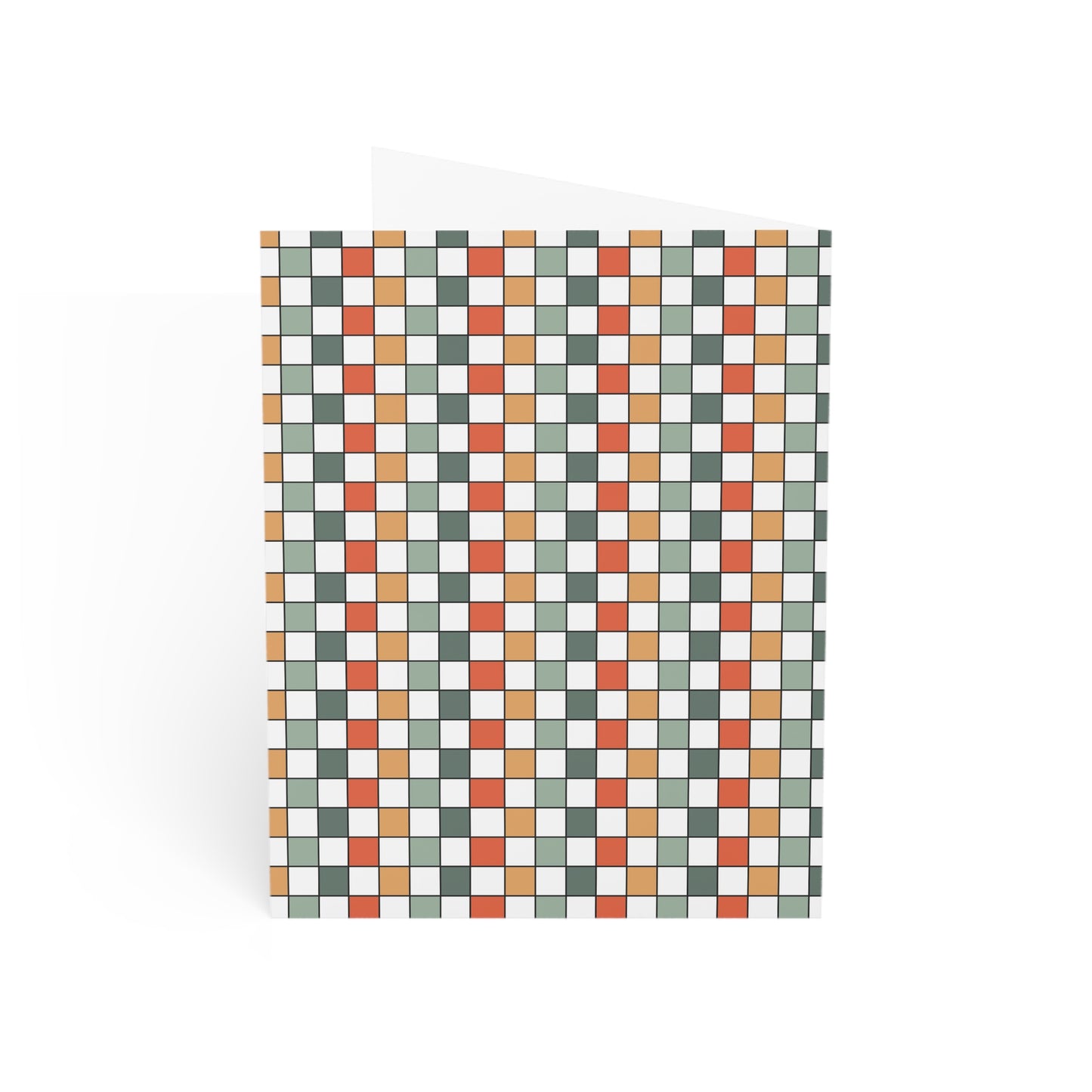 Boho Chic Rainbow Checkered Pattern Greeting Cards Set - 10pc