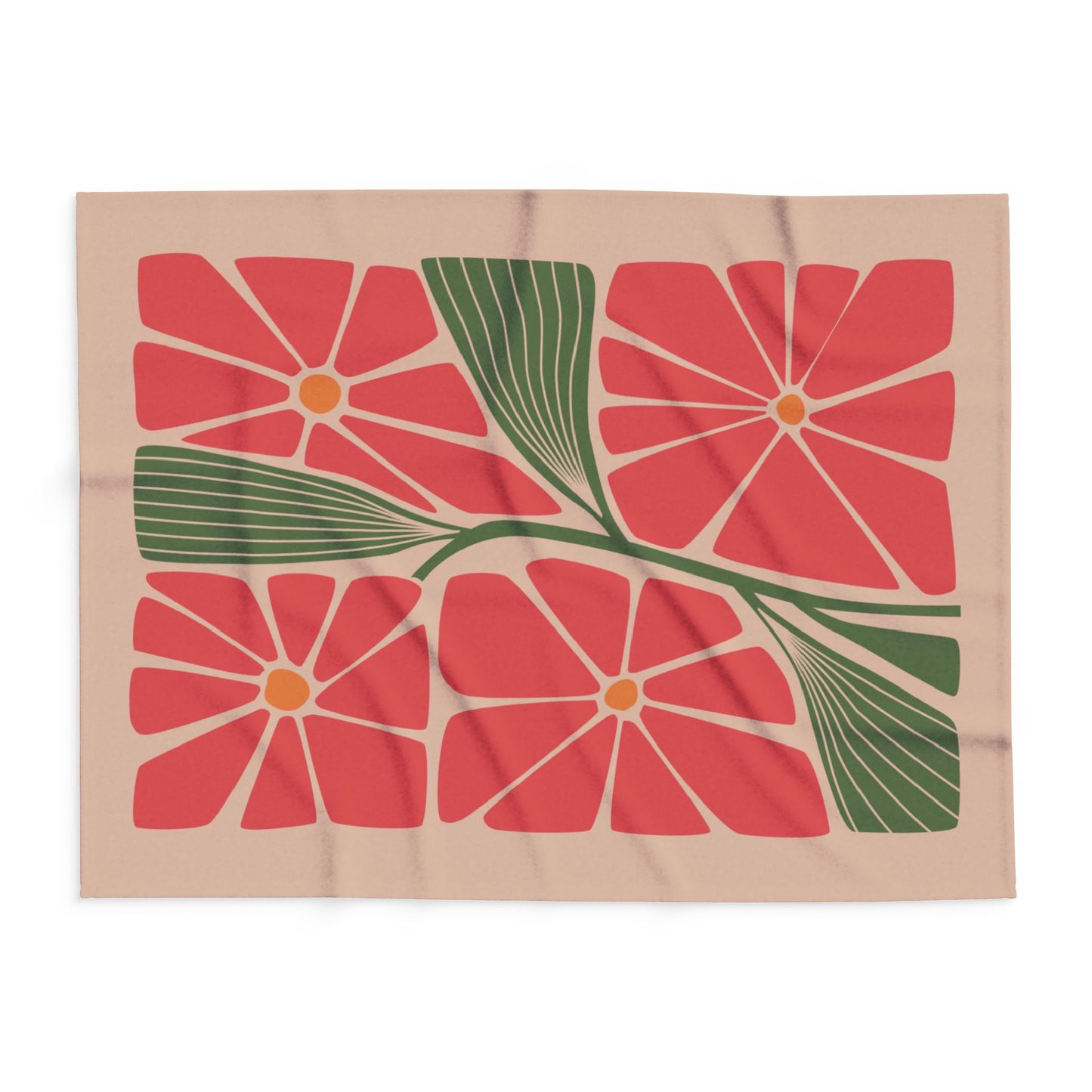 Boho-Chic Orange Flowers | Ultra-Soft Lightweight Arctic Fleece Blanket