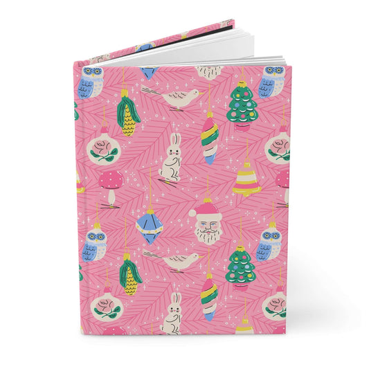 Pink Vintage Christmas Cheer | Hardcover Journal - Durable Quality Notebook