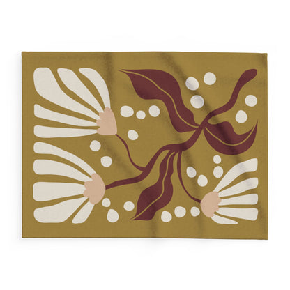 Boho-Chic Deep Green & Fall Flowers | Ultra-Soft Lightweight Arctic Fleece Blanket