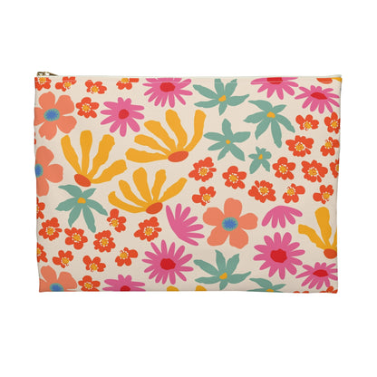 Retro Neon Bloom XL Pouch – Stylish Storage Pouch for Your Notebook & Essentials