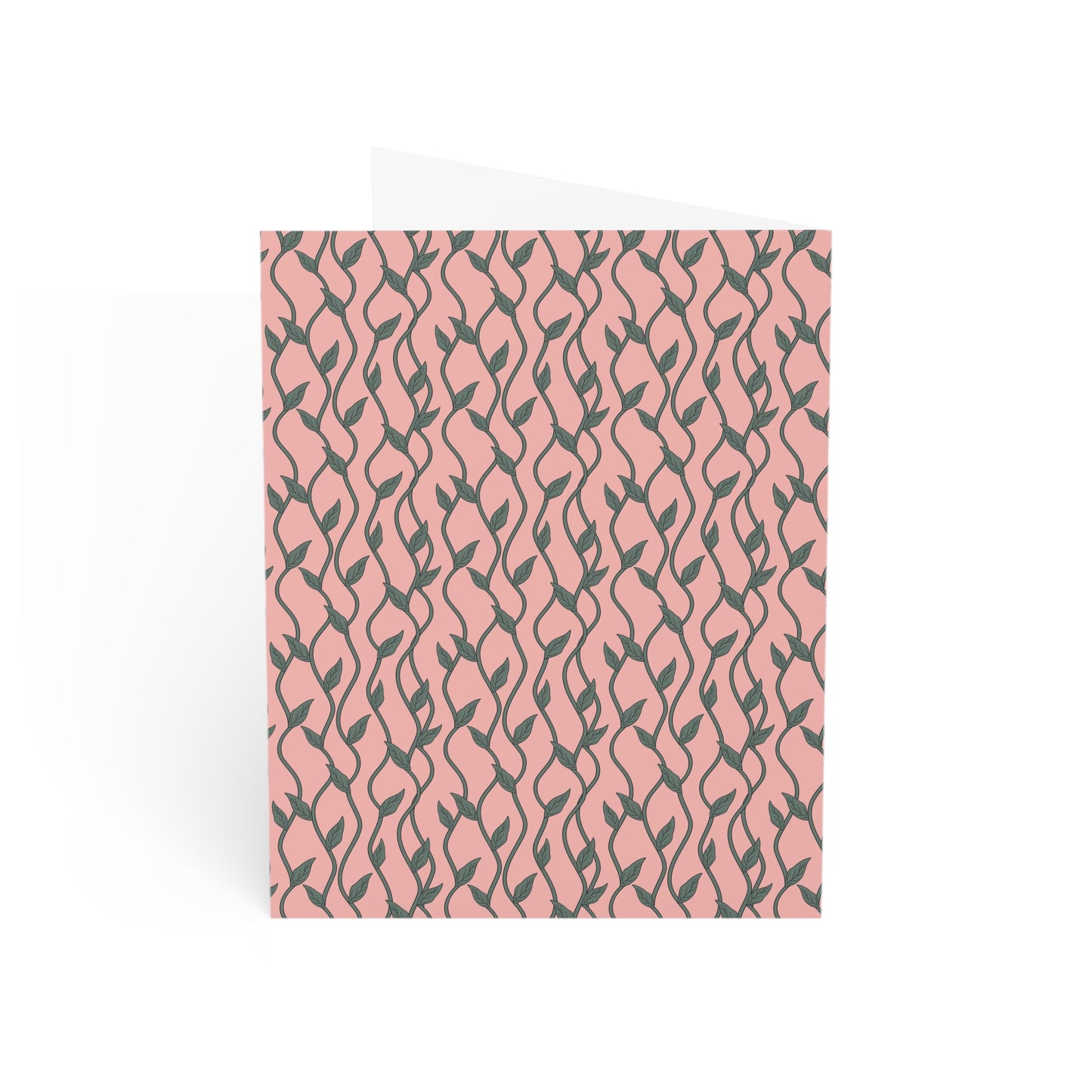 Pink Boho Chic Floral Vines Greeting Cards Set - 10pc