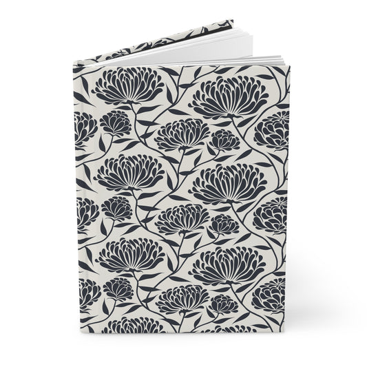 Monochrome Floral Petals  | Hardcover Journal - Durable Quality Notebook