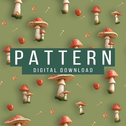 Mushroom Tomato Garden Pattern | Crafts & Prints | Digital Download